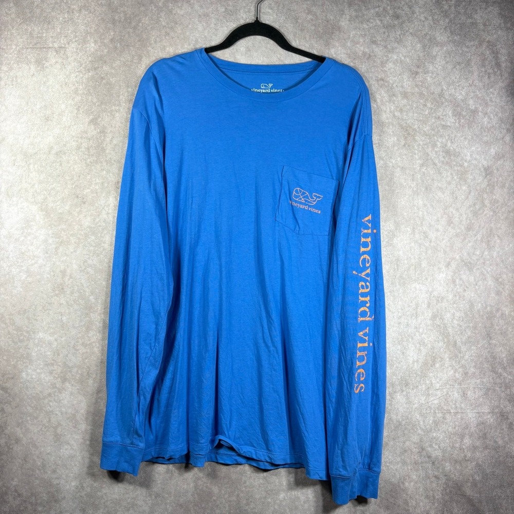 Vineyard Vines Varsity Basketball Whale Shirt Mens Size XL Blue Long Sleeves